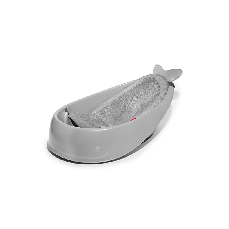 Skip Hop Baby Bath Tub, 3-Stage Smart Sling Tub, Moby, Grey