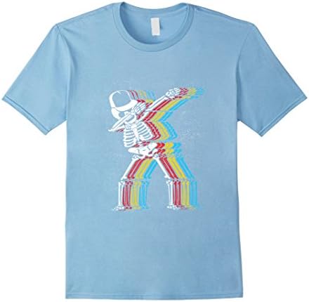 Mens Dabbing Skeleton with Baseball hat Funny Halloween Shirt 3XL Baby Blue