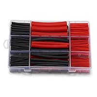 Ginsco 270Pcs 3:1 Shrink Ratio Dual Wall Adhesive Lined Heat Shrink Tubing Tube 6 Size 2 Color KIT Black Red