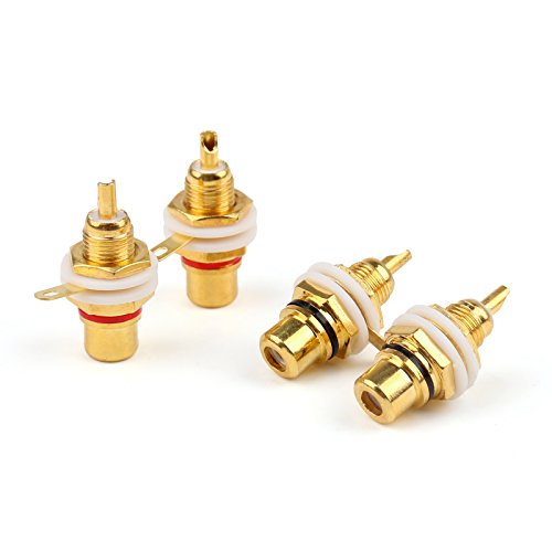 Areyourshop 60 Pcs Gold Plated RCA Female Jack Panel Mount Chassis Socket Red Black