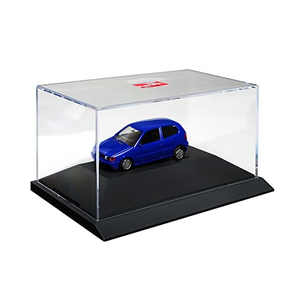 Herpa Volkwagen Polo 6N III 2 Türer Blau 1994-2001 mit Sockel und Vitrine H0 1/87 Modell Auto mit individiuellem… – Bild 3
