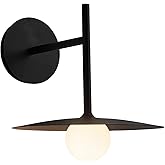 BOKT Black Glass Wall Mount Light Fixture Indoor Wall Sconce Industrial Farmhouse Wall Light Mid Century Bathroom Wall Lamp R