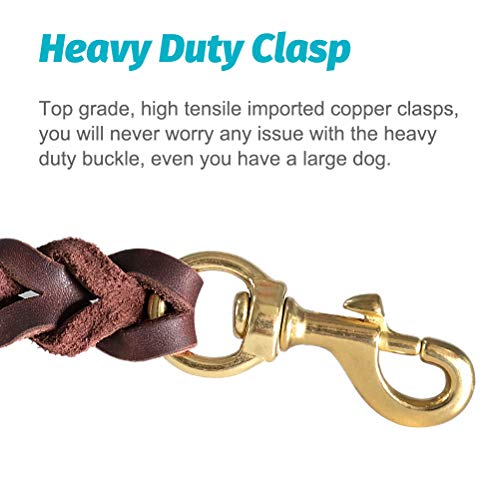 FAIRWIN Braided Leather Dog Training Leash 6 Foot - 5.6 Foot Military Grade Heavy Duty Dog Leash for Large Medium Small… - Image 4