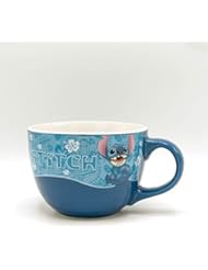 Silver Buffalo LI120233 Lilo and Stitch Wavy Style Ceramic Soup Mug, 24-Ounce, Blue