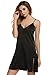 Ekouaer Womens Satin Lace Chemise Silky Nightgown Nightshirt Plus Size SleepwearBabydoll Lingerie, Black, Large