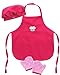 Hot Pink Baking Apron, Hat & Gingham Mitten Set | 4 Piece Doll Apron Set for 18 in Dolls