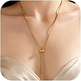 Dckazz Lariat Necklace for Women Gold Long Drop Necklace Adjustable Lariat Slider Jewelry18K Gold Plated Stainless Steel