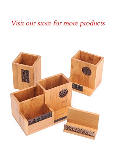 image for LEICRAFT Bamboo Wood Business Card Display Holder, Professional Black 