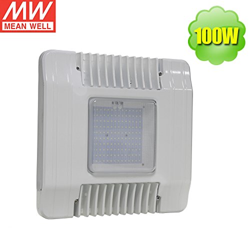 NUOGUAN 100 Watt LED Canopy Light 5700K Daylight 12000 Lumens Flat Lens IP65 Outdoor Downlight Commercial Gas Station Lamp 400W Equivalent