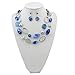 Bocar 2 Strand Statement Choker Shell Necklace and Earring Set for Women Gift (NK-10370-royalblue)