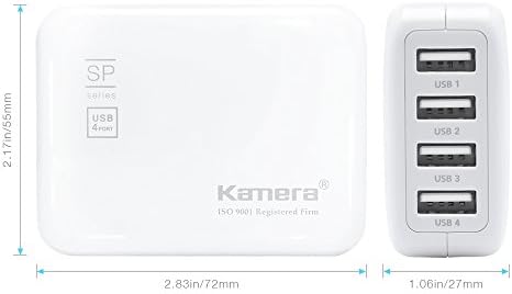 Kamera 4-Port USB 4.2A Charger Charging Station for iPhone 7 / 6s / 6 / 5s / 5/ Plus, SE, iPad, Galaxy S7 / S6 Edge, S5, Note, LG, Nexus, HTC &amp; more- White