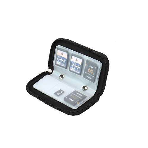 Memory Card Cases, 2 Packs Bestshoot Memory Card Holder Bags Pouch Organizer Keeper 22 Slot SD Micro SD CF SDHC SDXC MMC Secure Digital Compact Flash Cards Wall Bags for Media Storage (Black + Grey) - Thumbnail 4