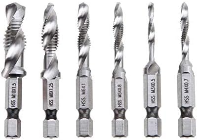 Drill Bits, 6pcs/Set Hex Shank HSS Metric Right Hand Screw Thread Tap Taper Drill Bits