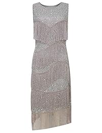 BABEYOND 1920s Flapper Vestido Gatsby Vestido con flecos Roaring 20s Vestido con cuentas Art Deco Vestido para Gatsby fiesta temática