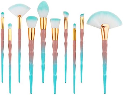 AprFairy Makeup Brush Set 10pcs Gradient Color Diamond Shaped Handle Professional Kabuki Brushes Face Foundation Blending Blush Cosmetics Beauty Make Up Kit