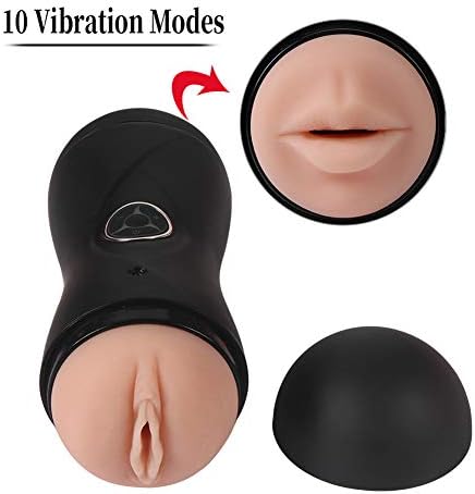 2 in 1 Pockēt Lifelike-Pussēy Male Deluxe Piston Toys with 10 Frequency and Voice Pleasure for Men Hands-Free Play