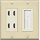RiteAV - 4 Port HDMI + 1 Brush Wall Plate Female White Decorative 2 Gang