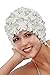 Sync Swimwear Bathing Cap with Flowers - Flowery Retro Petal Swim Cap - White