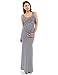PattyBoutik Mama Striped Scoop Neck Maternity Maxi Dress (Navy Blue and White M)
