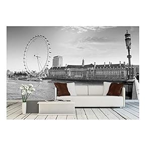 View The London Aquarium and The London Eye from Westminster Bridge. - Removable Wall Mural | Self-Adhesive Large Wallpaper - 66x96 inches