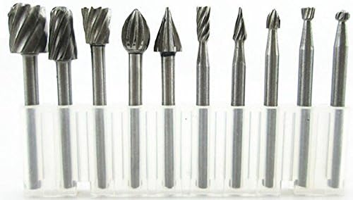 Hotusi Pack of 10Pcs HSS Routing Router Bits Burr for Dremel, Woodworking, Carving, Engraving, Drilling Rotary Tools