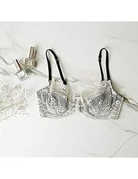 Eve's temptation Bella Unlined Floral Sheer Lace Demi Bra Non-Padded Comfort Lift Balconette Mesh Underwire for Women