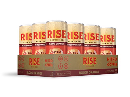 RISE Brewing Co. | Blood Orange Nitro Cold Brew Coffee (12 7 fl. oz. Cans) - Gluten & Dairy Free | Organic, Non-GMO, Vegan Ingredients | Clean Energy, Low Acidity & Slightly Sweet | 45 Calories