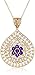 MORGAN & PAIGE .925 Sterling Silver 18K Yellow Gold Plated Genuine African Amethyst Evil Eye Teardrop Filigree Pendant Necklace for Women - Sterling Silver Necklace for Women, Jewelry for Her, 18