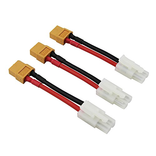OliYin 3pcs Male Tamiya to Female XT60 Connector Adapter 14awg 1.96inch Wire for NiCd NiMH Dynamite Packs(Pack of 3)