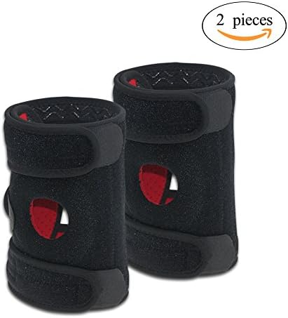 Knee Support, Knee Sleeve with Adjustable Strapping, Breathable Neoprene Sleeve for Jogging and More Sport (2 Pack)