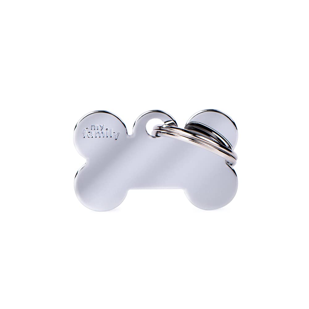 My Family tag Small Bone Chrome Plated Brass plate dogs free engraving custom