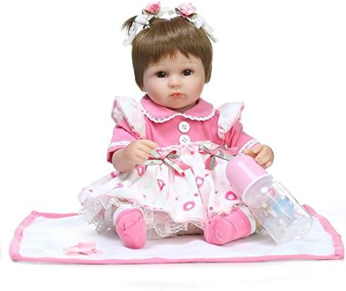XiangLong 17" Lovely Handmade Realistic Reborn Baby Dolls Girl Light Brown Hair Real Life Fake Babies Newborn Lifelike