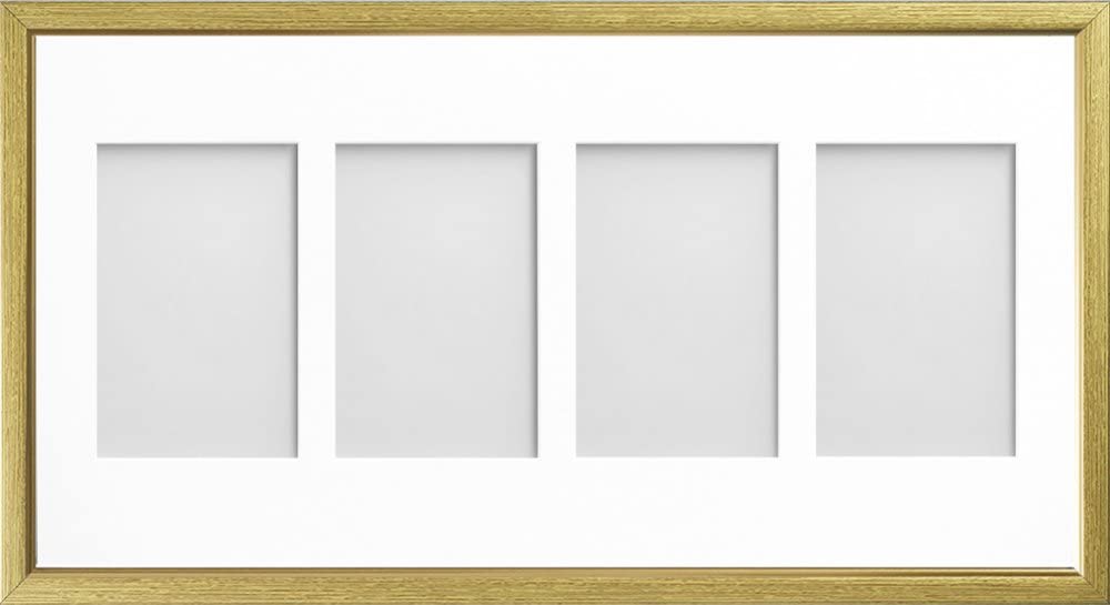 Frame Company Drayton Multi Aperture Photo Frame, Gold with Gold Inset, 20x10 for 6x4 inch (x4)