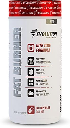 Evolution Advance Nutrition FAT BURNER NIGHT TIME Non Stimulant Weight Management Formula Designed to promote rest and relaxation 60 Capsules 30 servings.