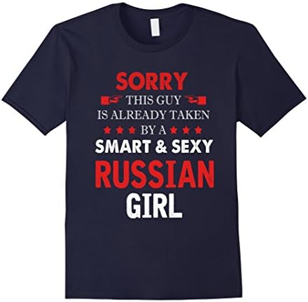 Men's Smart And Sexy Russian Girl T-Shirt Funny Russia Girlfriend Large Navy