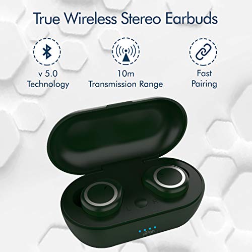 pTron Bassbuds in-Ear True Wireless Bluetooth Headphones (TWS) with Mic - (Green)