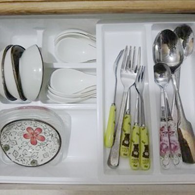 Hiware Double Tiered Cutlery Tray Drawer Insert Plastic Import