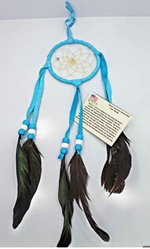 All Tribe Silver Native Amerian Dream Catcher Turquoise Blue 12 Inches x 3 Inches
