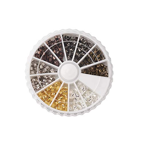 Craftdady About 180pcs/box 6 Colors Brass Wire Guard Guardian 5x6x2mm Wire Loop Thread Protector for DIY Jewelry Making