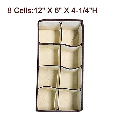 Metuu Foldable Clothing Drawer Organizer Underwear Organizer Drawer Divider Kit 4 Set for Underwear Brasï¼Œ Socks, Neck ties and Scarves, Beige