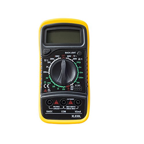 YAOGONG 830L Digital Multimeters Portable Multi Tester Voltmeter Ammeter Ohmmeter AC/DC Voltage DC Current Resistance Tester with Back light LCD Yellow(Warranty)