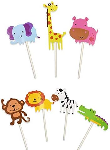 Per Feste Di Compleanno Per Bambini 30 Decorazioni Per Cupcake A Forma Di Animali Della Giungla Con Scritta In Lingua Inglese Happy Birthday Dusenly Feste Per Bambini E Feste A Tema Animali