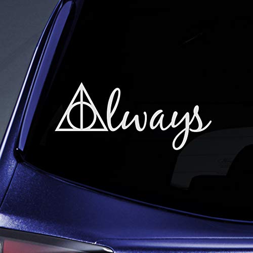 Bargain Max Decals - Always Deathly Hallows HP Sticker Decal Notebook Car Laptop 8" (White)