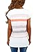 Annflat Women's Color Block Striped Short Sleeve T Shirt Casual Blosue Tops Large White and Peach