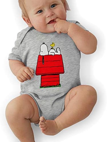 Newborn Baby Boy's Bodysuit Short-Sleeve Onesie Snoopy Sleep Above The Red House Print Rompers Autumn Pajamas