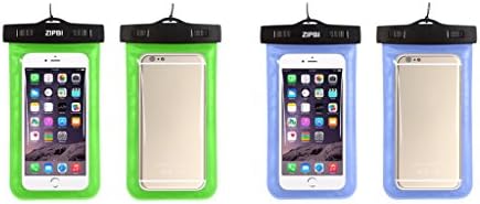ZIPBI 2017 Waterproof Case, Clear Waterproof Pouch Compatible with iPhone 7, Google Pixel XL, Samsung, HTC, LG, Floating, Blue Black Orange Pink (2 Pack (Blue and Green))