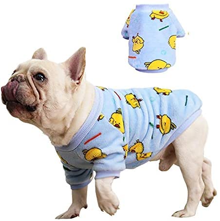 MeiAOBest Dog Warm Clothes,Pet Outfit Coat Cartoon Soft Coral Fleece Warm Winter Kitty Clothes Costume Apparel for Puppy Cats Small Medium Dogs (Small, Blue)
