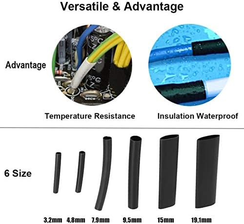 Black Heat Shrink Tubing Kit 3:1 Adhesive Lined 142 pcs. Suitable for Marine Applications. Sleevings in a Clear Plastic Box Total Lenght 8.3 Meter - Image 3
