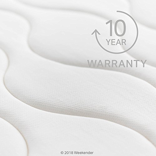 WEEKENDER 10 Inch Hybrid Mattress - Memory Foam and Motion Isolating Springs - Medium-Firm - 10 Year U.S. Warranty - Queen