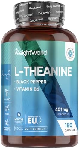 WeightWorld L-Theanine 401mg 180 Caps Vitamin B6 Black Pepper 6 Months